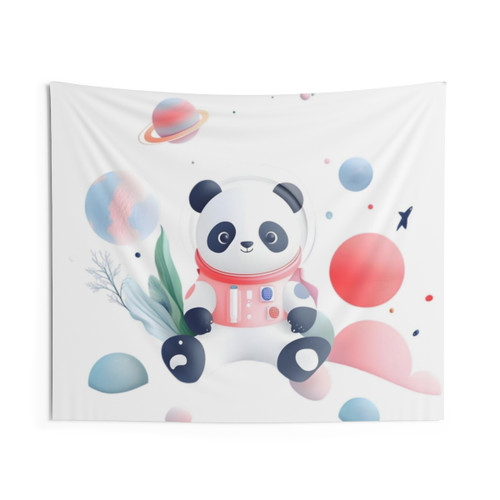 Cosmic Panda Explorer Tapestry - Whimsical Panda Astronaut in Space