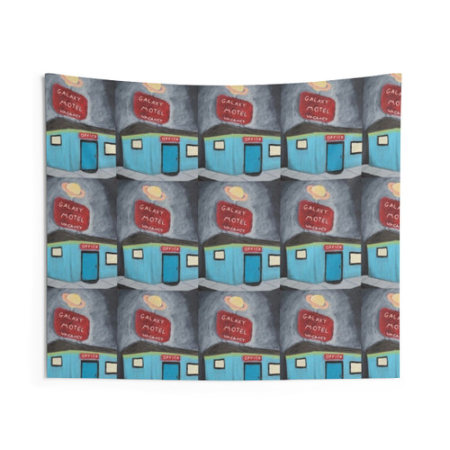 Galaxy Motel Tapestry with Retro Neon Accents
