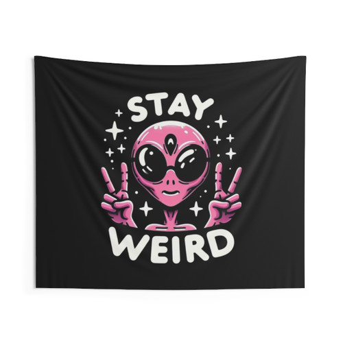 Stay Weird Alien UFO Tapestry