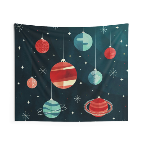 Joy to the Universe Christmas Tapestry featuring planets, solar system, and galaxy