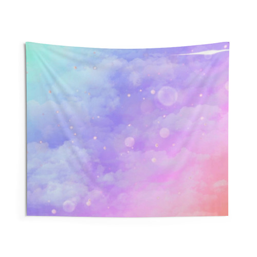 Pastel Galaxy Tapestry with Stars and Celestial Motifs