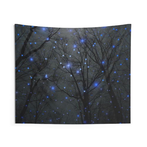 Periwinkle Galaxy Tapestry with Starry Night Sky