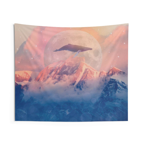 Abstract whale tapestry wall hanging
