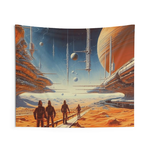 Retro Futurism NASA Space Art Tapestry