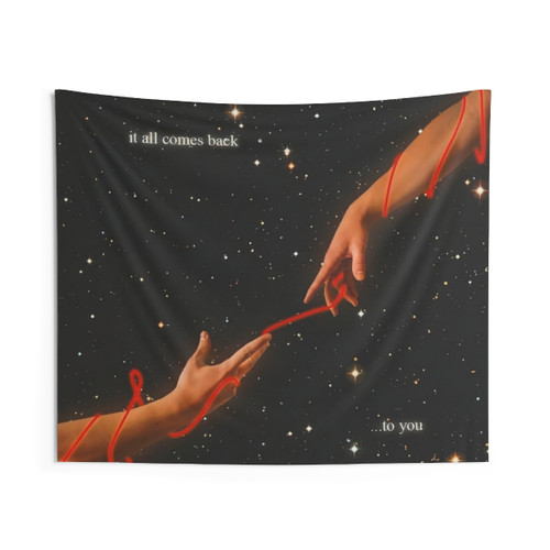 Cosmic Collage Tapestry featuring a surreal space and galaxy landscape
