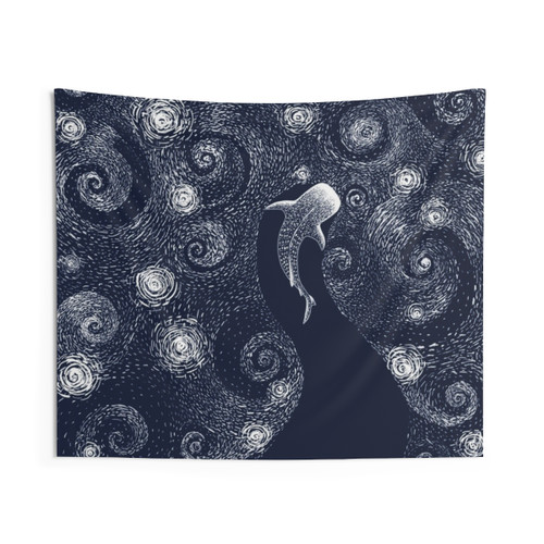 Van Gogh Style Star Eater Tapestry with Whale Shark