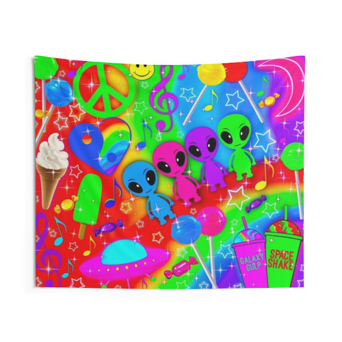 Vibrant Trippy Rainbow World Tapestry