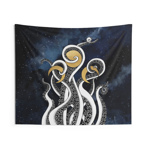 Esoteric Cyberpunk Kraken Tapestry Art