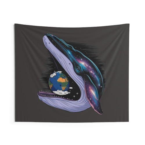 Cosmic Whale Eating Earth | Space Fantasy Art Tapestry