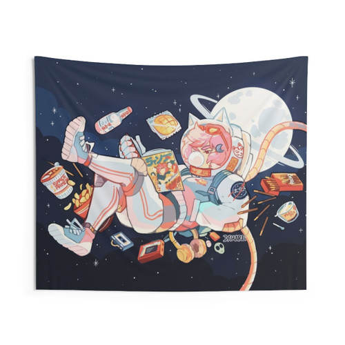 Chilling in Space Tapestry - Celestial Galaxy Art