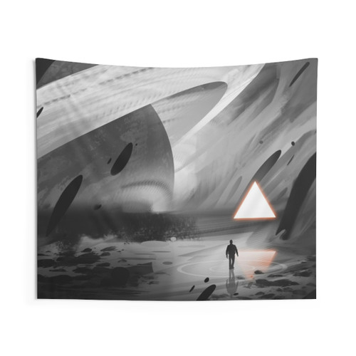 Inkworld Tapestry - Monochromatic Sci-Fi Wall Art