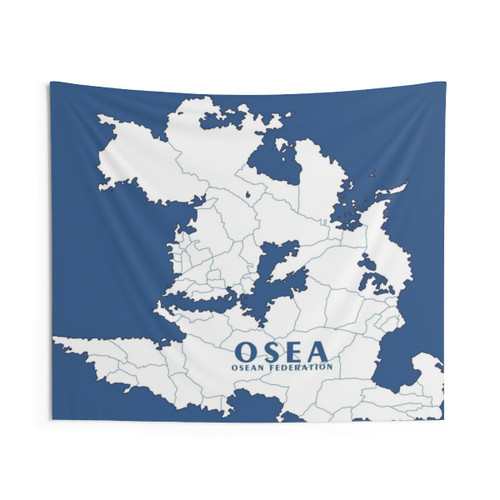 Osea Map White and Blue Tapestry - Ace Combat Video Game Decor