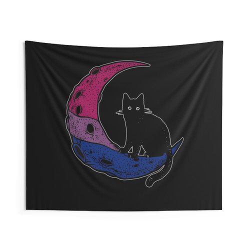 Bisexual Moon Cat Tapestry - LGBTQ Pride Home Decor