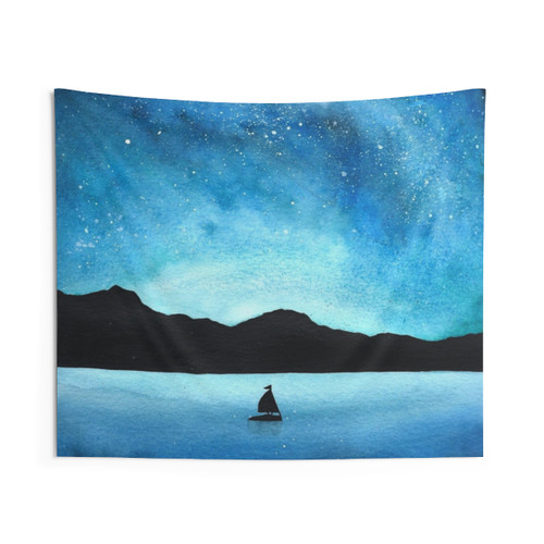 Watercolor Sailboat Tapestry Wall Art