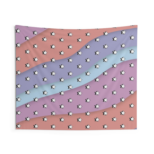 Pastel gradient tapestry with retro stars design