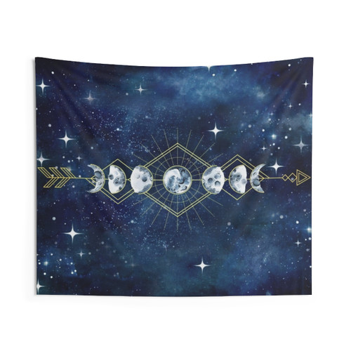 Moon Cycle Arrow Tapestry - Celestial Wall Art