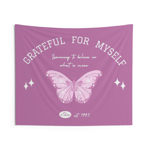 Grateful for Myself - POV Pink Butterfly Ariana Tapestry
