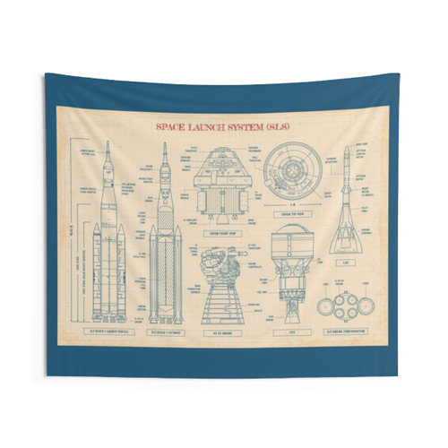 Space Launch System (SLS) Old Paper Grid Tapestry