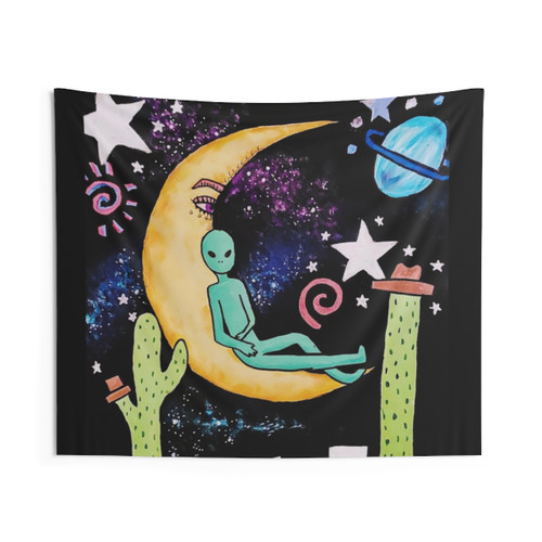 Alien Moon Psychedelic Space Tapestry Wall Hanging