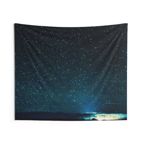 Teal Galaxy Starry Night Sky Wall Tapestry