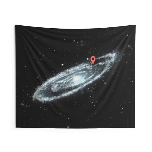Intergalactic space tapestry with stars and planets