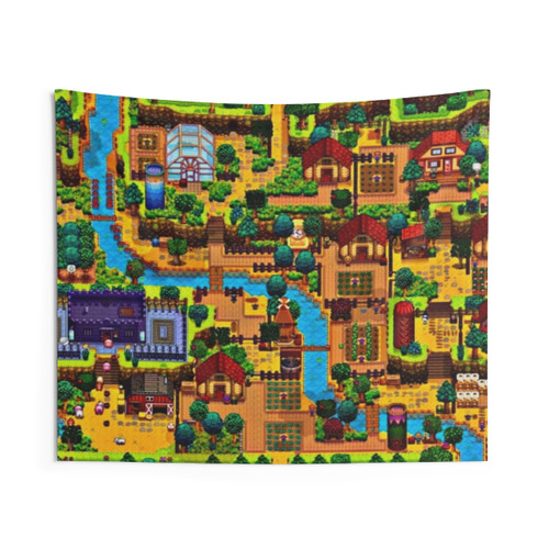 Stardew Valley Map Tapestry - Colorful Pixel Art Wall Hanging