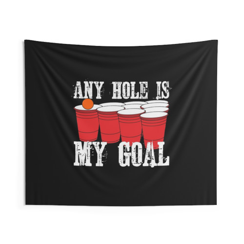 Any Hole is My Goal Beer Pong Tapestry