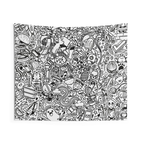Doodle Games Tapestry - Cute Doodle Art Wall Hanging