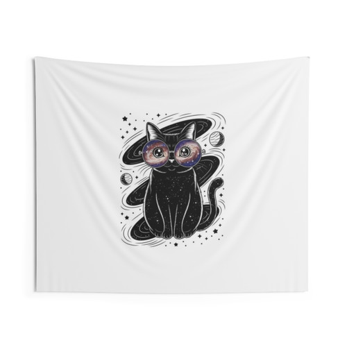 Galaxy Glasses Cat Tapestry Wall Hanging