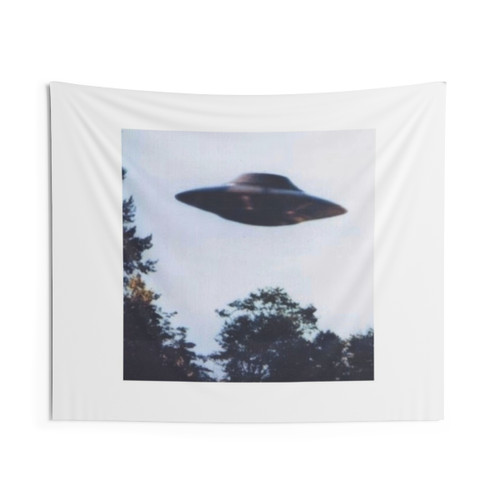 Cosmic Woven Tapestry with UFO Alien Space Galaxy Design