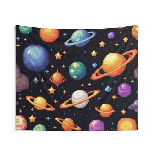Pixel Galaxy Tapestry - Celestial Wall Decor