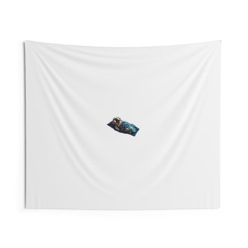 Sleeping Astronaut Tapestry in a Cosmic Galaxy Scene