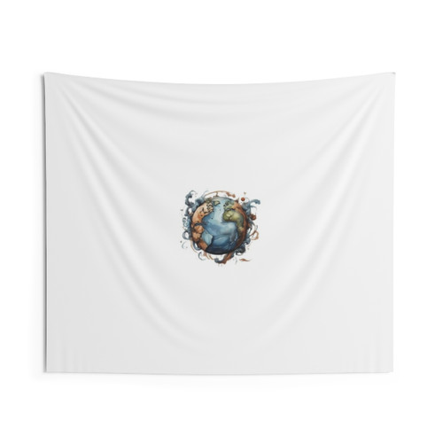 Colorful Globe Tapestry - Watercolor Earth and Galaxy Wall Art