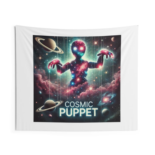 Galactic Cosmic Puppet Tapestry with Starry Universe Design