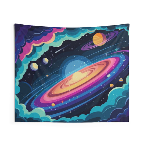 Cosmic Swirl Galaxy Tapestry - Celestial Space Art