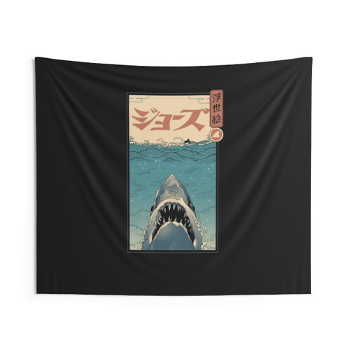 Shark Ukiyo-e Style Tapestry Wall Hanging