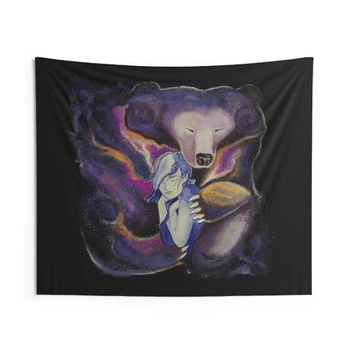 Cosmic Bear Hug Space Galaxy Tapestry Wall Hanging