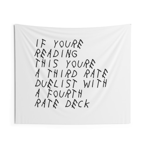 Yu-Gi-Oh! Tapestry Featuring Third Rate Duelist and Fourth Rate Deck Quote