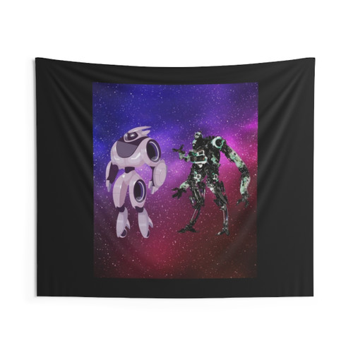 Robots in Space Tapestry Wall Art