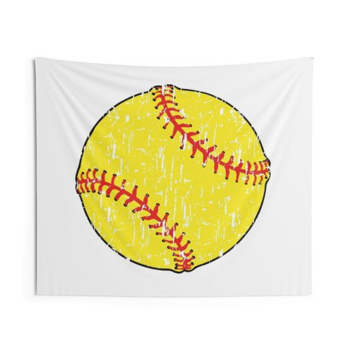 Distressed Softball Ball Tapestry
