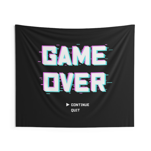 Distorted GAME OVER Tapestry for Gamers