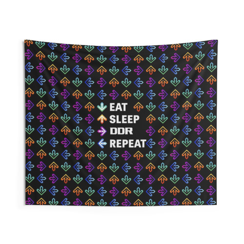Eat, Sleep, DDR Repeat White Tapestry