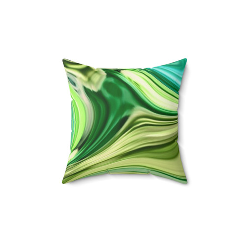 Turquoise and Lime Green Marble Swirls Pillow