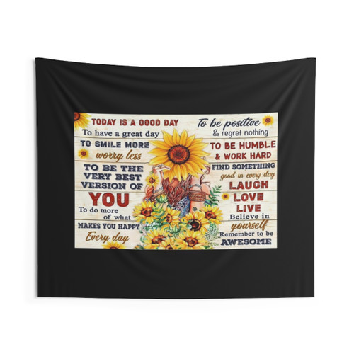 Hippie Girl Sunflower Tapestry Wall Hanging