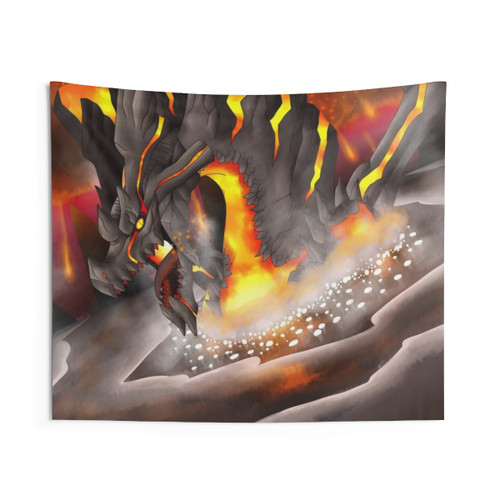 Smelting Black Dragon Tapestry - Monster Hunter Wall Decor
