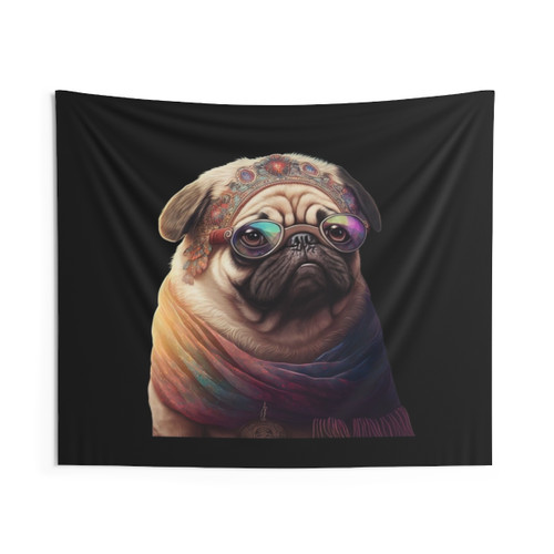 Hippie Pug Tapestry