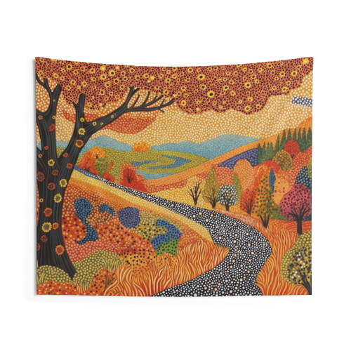 Autumn Floral Folk Art Tapestry