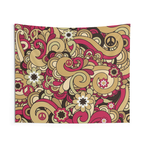 Vintage Hippie Swirl Pattern Tapestry