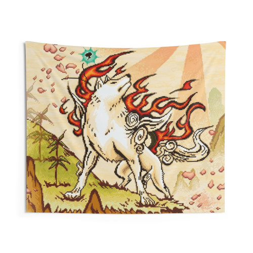Okami Pixel Art Tapestry