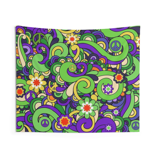 Colorful Hippie Swirl Pattern Tapestry